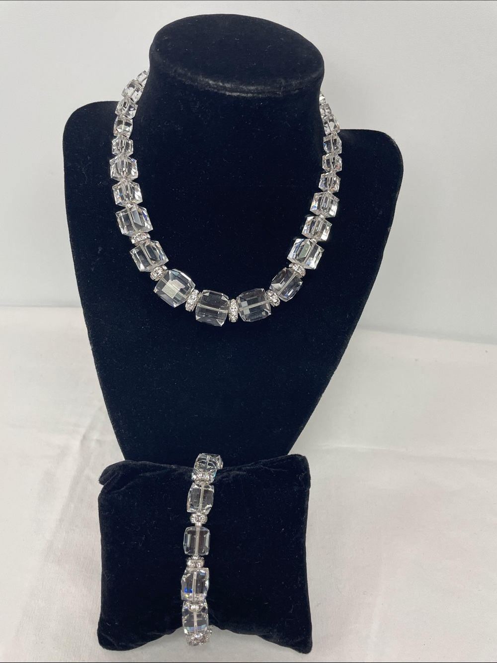 Swarovski Clear Crystal Statement Necklace and Bracelet Set